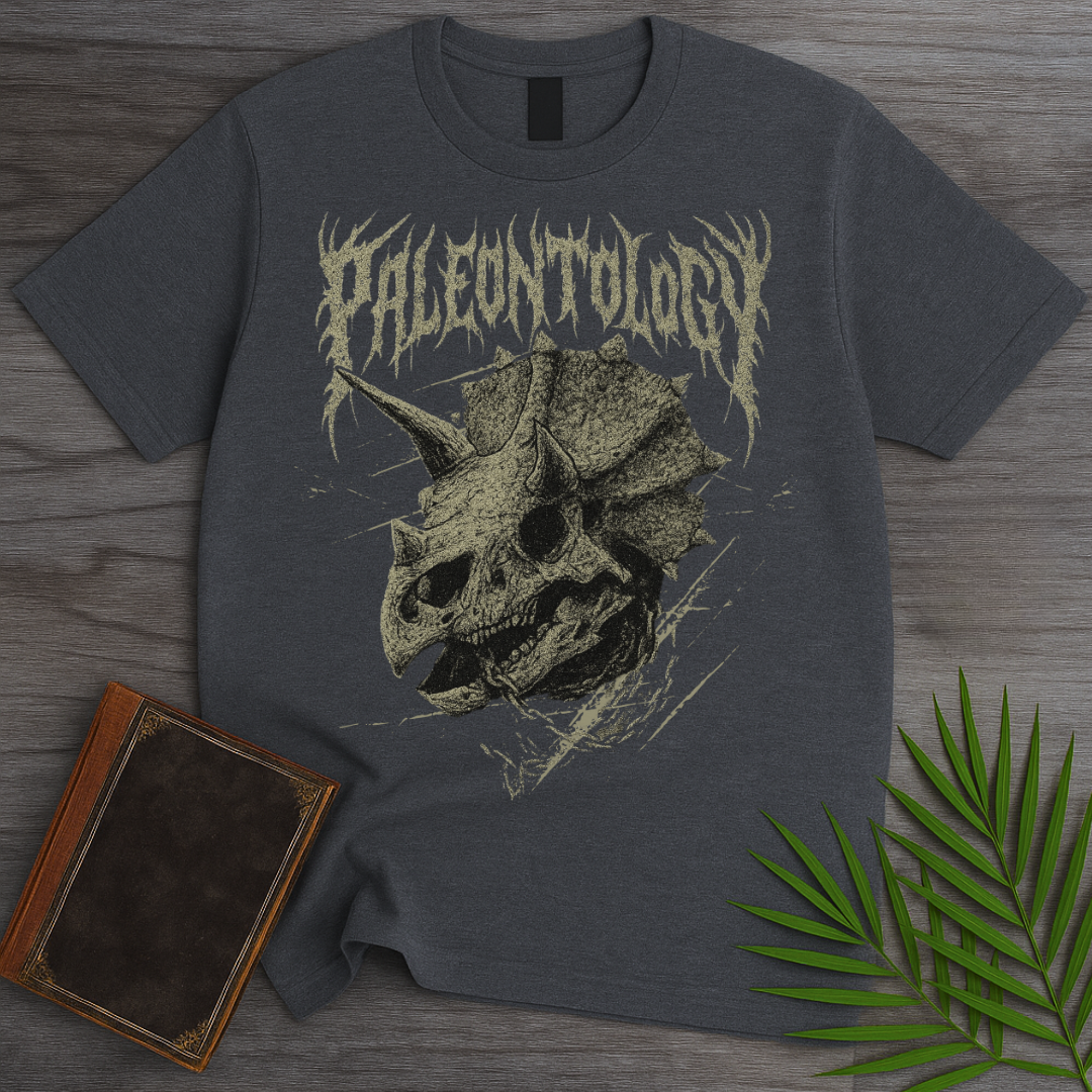 Metal Triceratops Skull & Chains T-Shirt