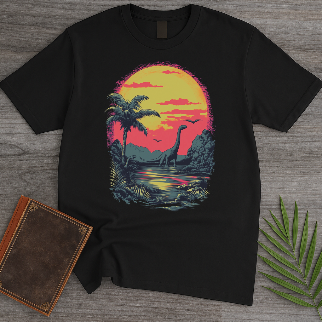 Retro Sunset 1980's Brachiosaurus T-Shirt