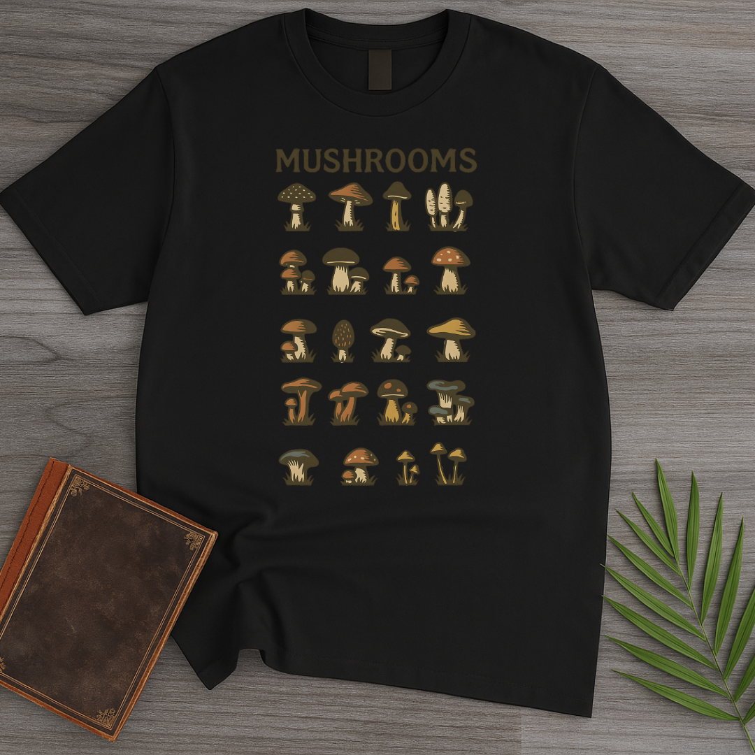 Vintage Illustrated Mushroom Guide T-Shirt