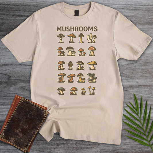 Vintage Illustrated Mushroom Guide T-Shirt