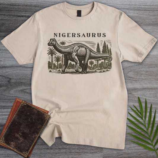 Linocut Nigersaurus Environment T-Shirt