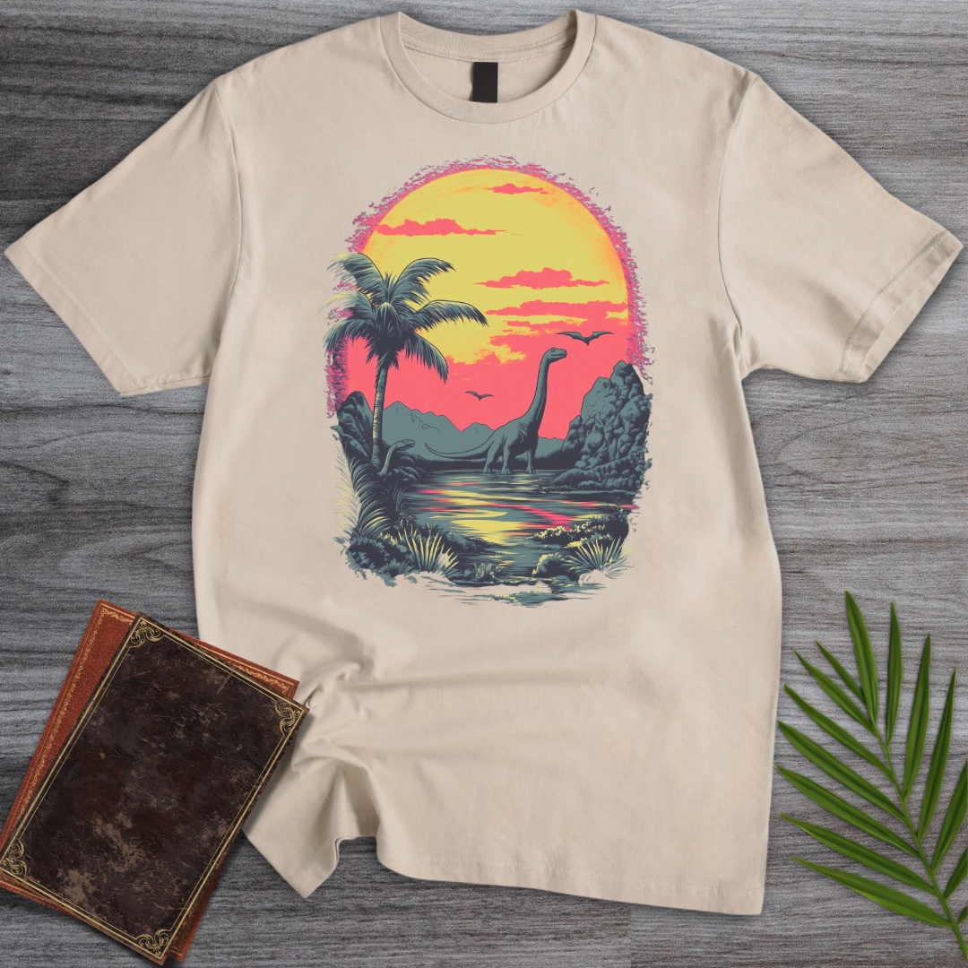 Retro Sunset 1980's Brachiosaurus T-Shirt