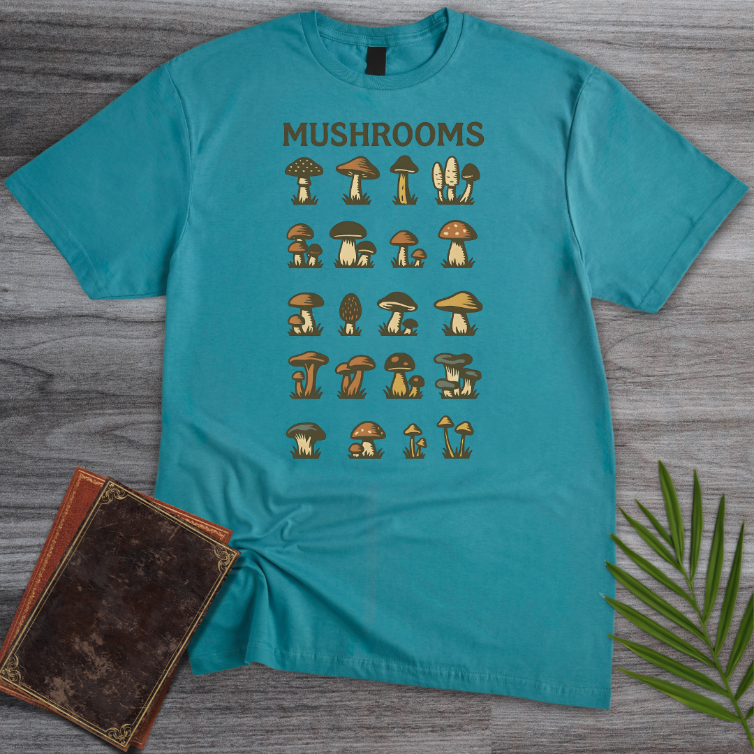 Vintage Illustrated Mushroom Guide T-Shirt