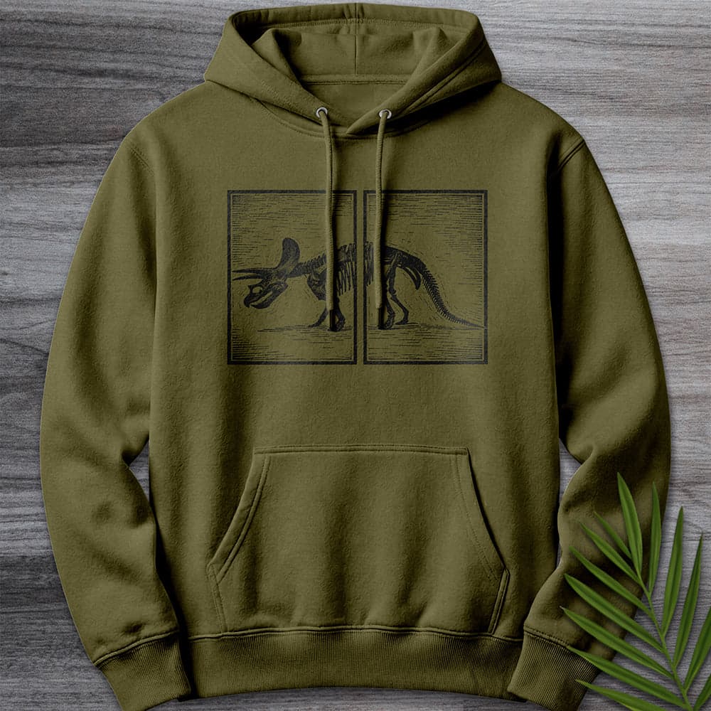 Hoodie M / Army Green Across Triceratops Panels Premium Hoodie