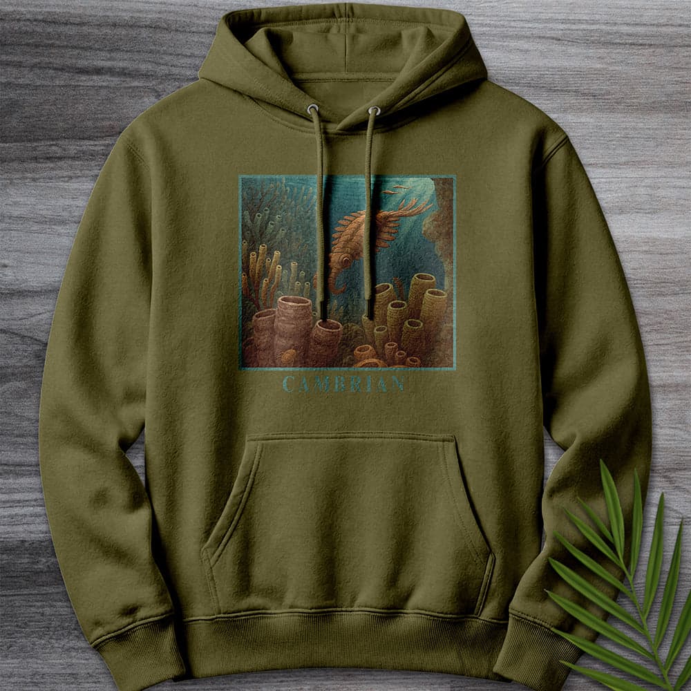 Hoodie M / Army Green Anomalocaris Cambrian Oceanscape Premium Hoodie