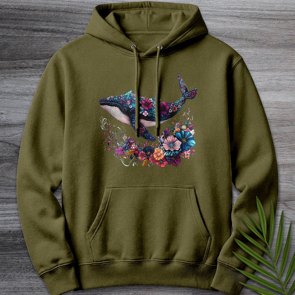 Hoodie M / Army Green Blossom Marine Whale Premium Hoodie