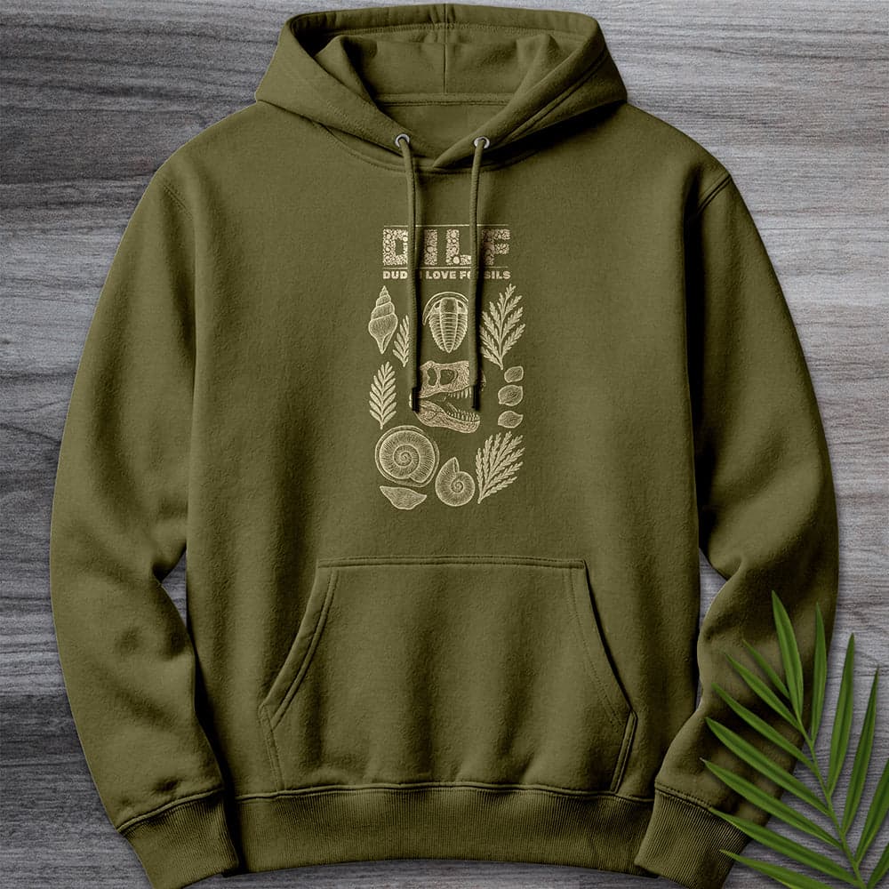 Hoodie M / Army Green Dude I Love Fossils Premium Hoodie