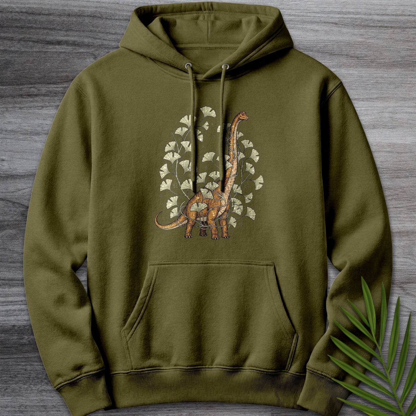 Hoodie M / Army Green Ginko Wrapped Brachiosaurus Premium Hoodie