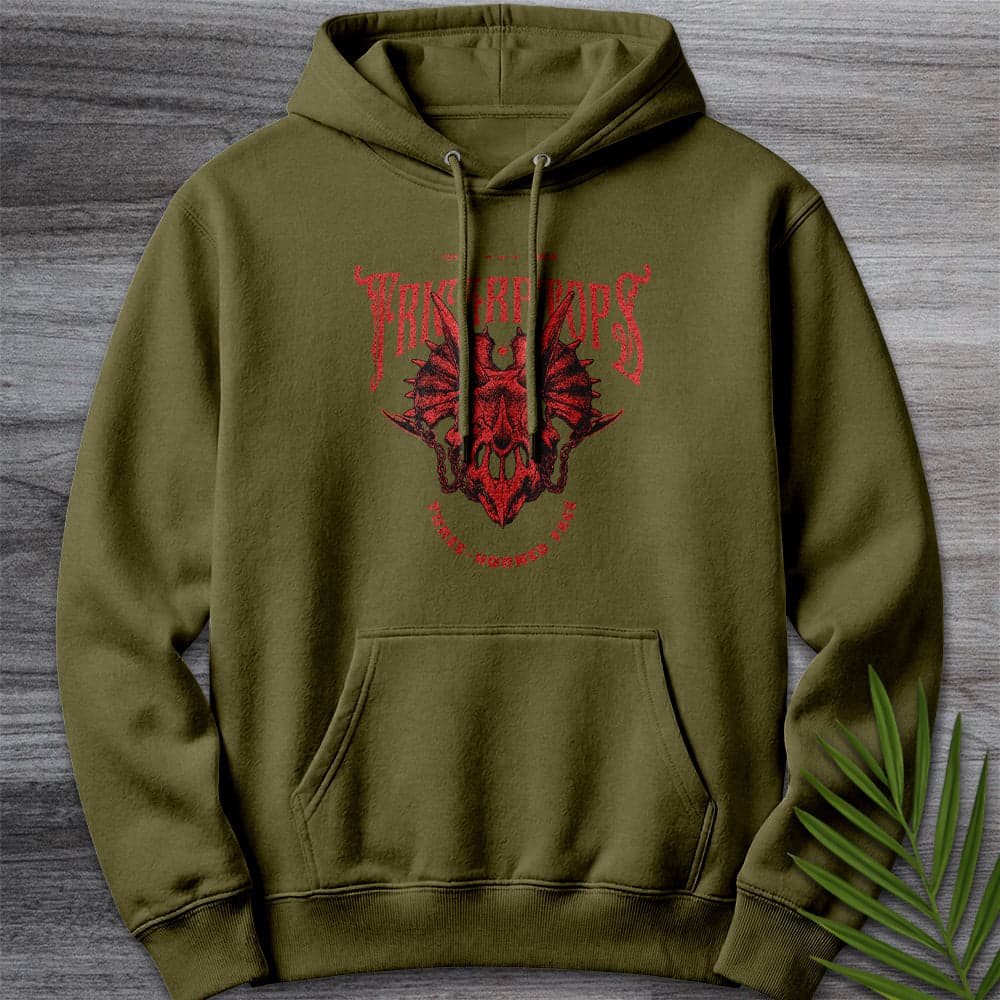 Hoodie M / Army Green Gothic Three-Horned Face Premium Hoodie