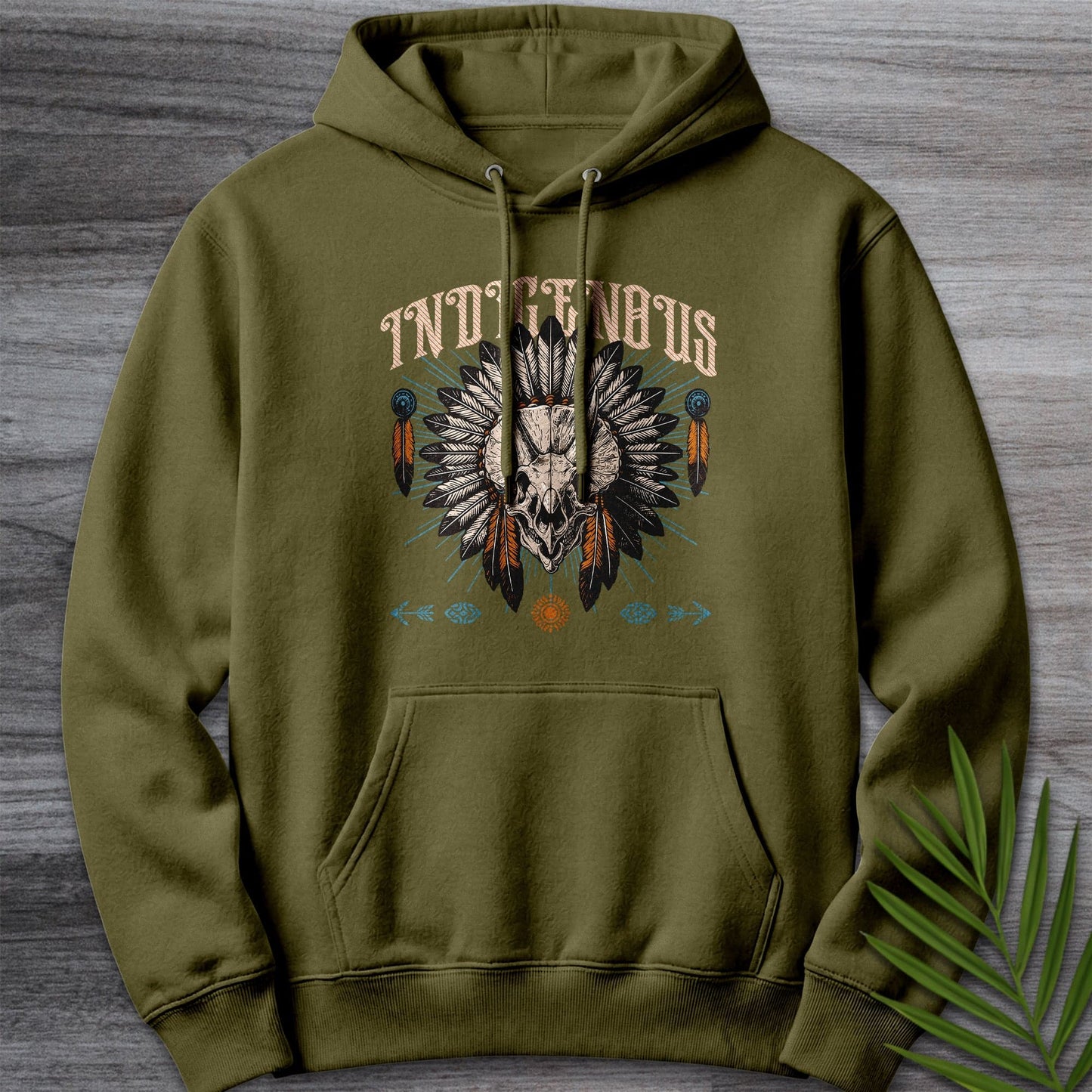 Hoodie M / Army Green Indigenous Triceratops Premium Hoodie