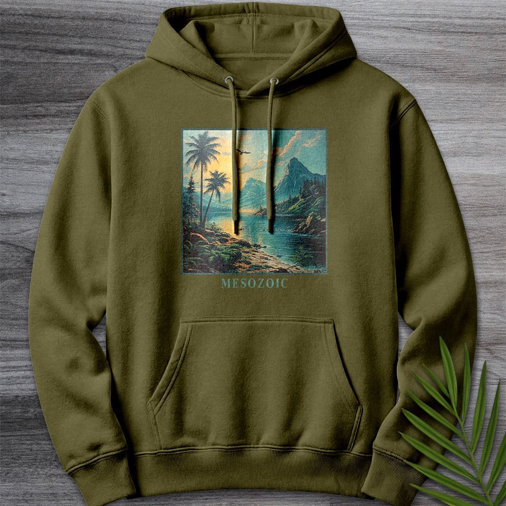 Hoodie M / Army Green Mesozoic Environment Graphic Premium Hoodie