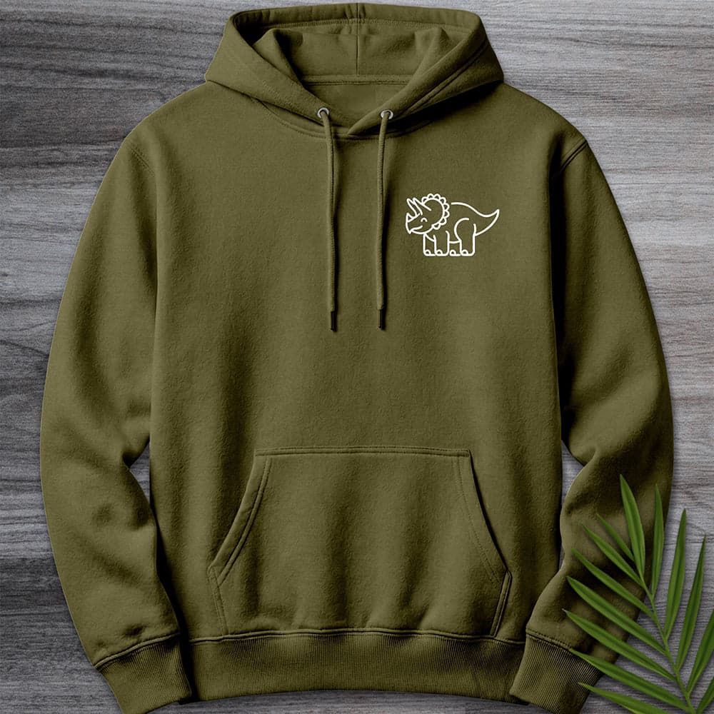 Hoodie M / Army Green Minimalist Triceratops Line-Art Premium Hoodie