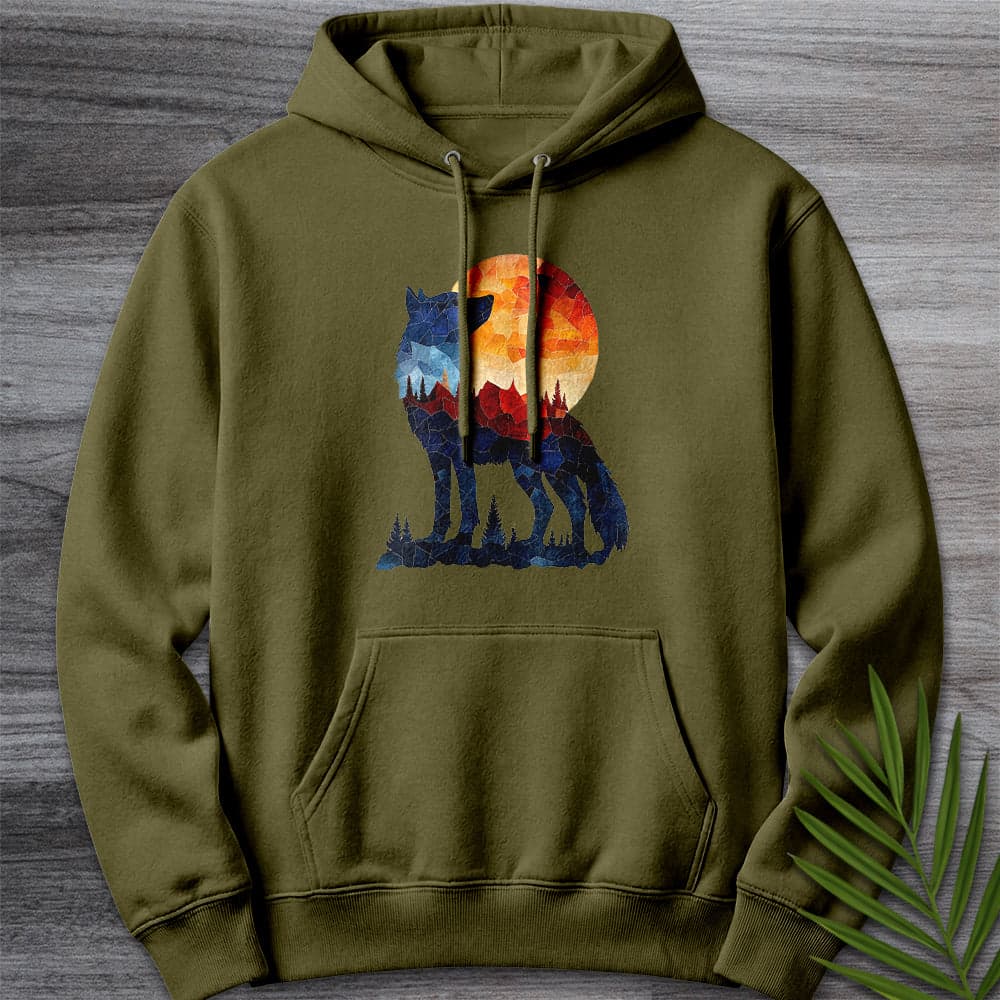 Hoodie M / Army Green Mosaic Silhouette Dire Wolf Premium Hoodie