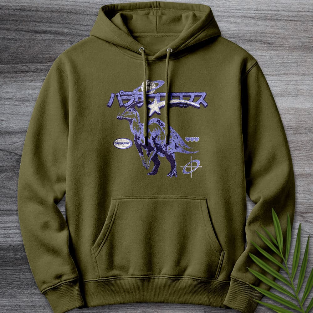 Hoodie M / Army Green Old Vintage Japanese Parasaurolophus Premium Hoodie