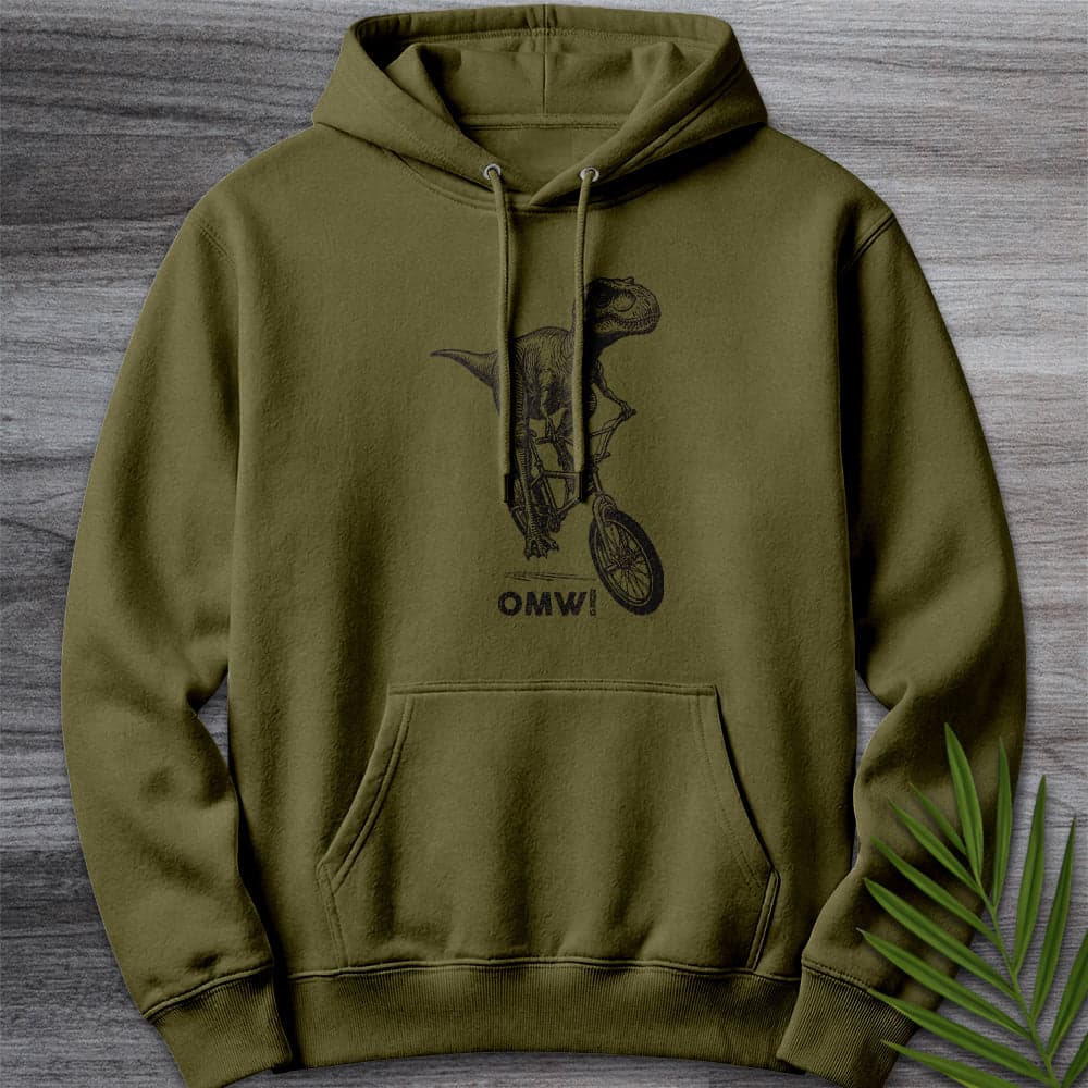 Hoodie M / Army Green Omw! Dino on Wheels Premium Hoodie