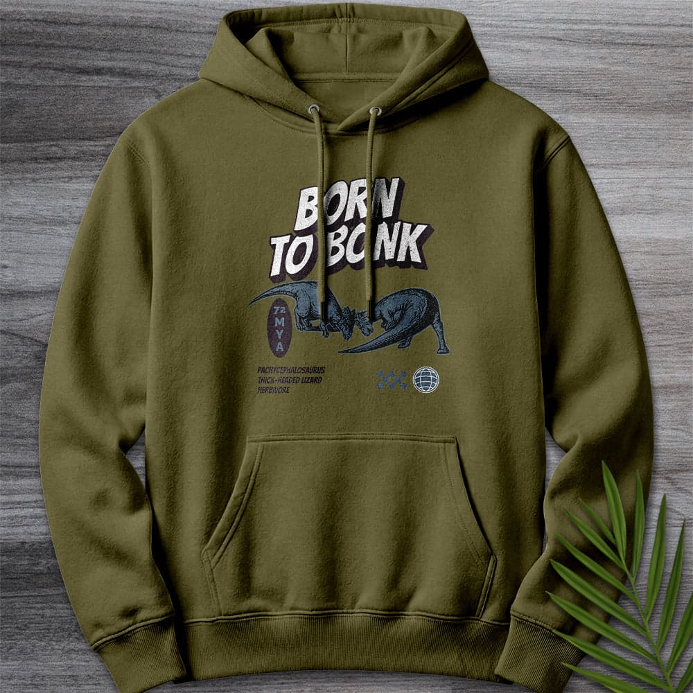 Hoodie M / Army Green Pachycephalosaurus Born to Bonk Premium Hoodie