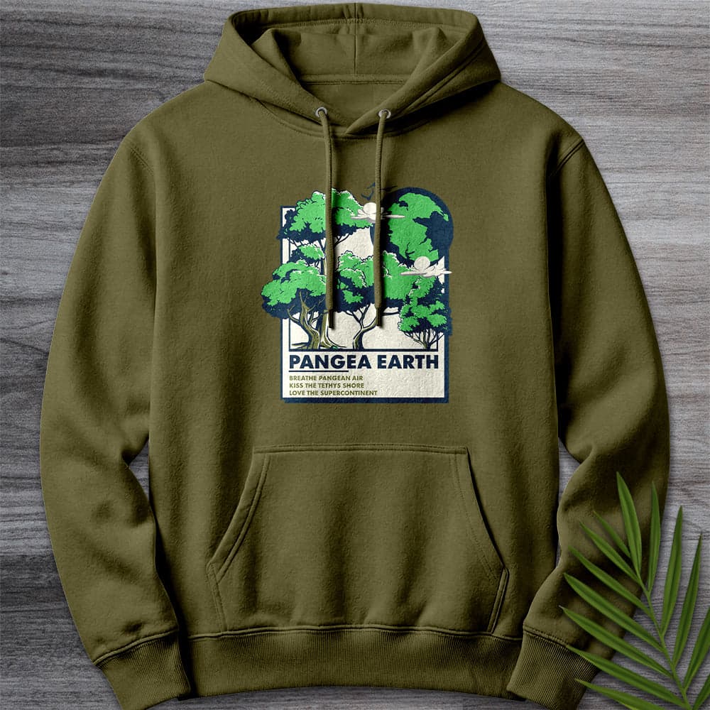 Hoodie M / Army Green Pangea Earth Illustration Premium Hoodie