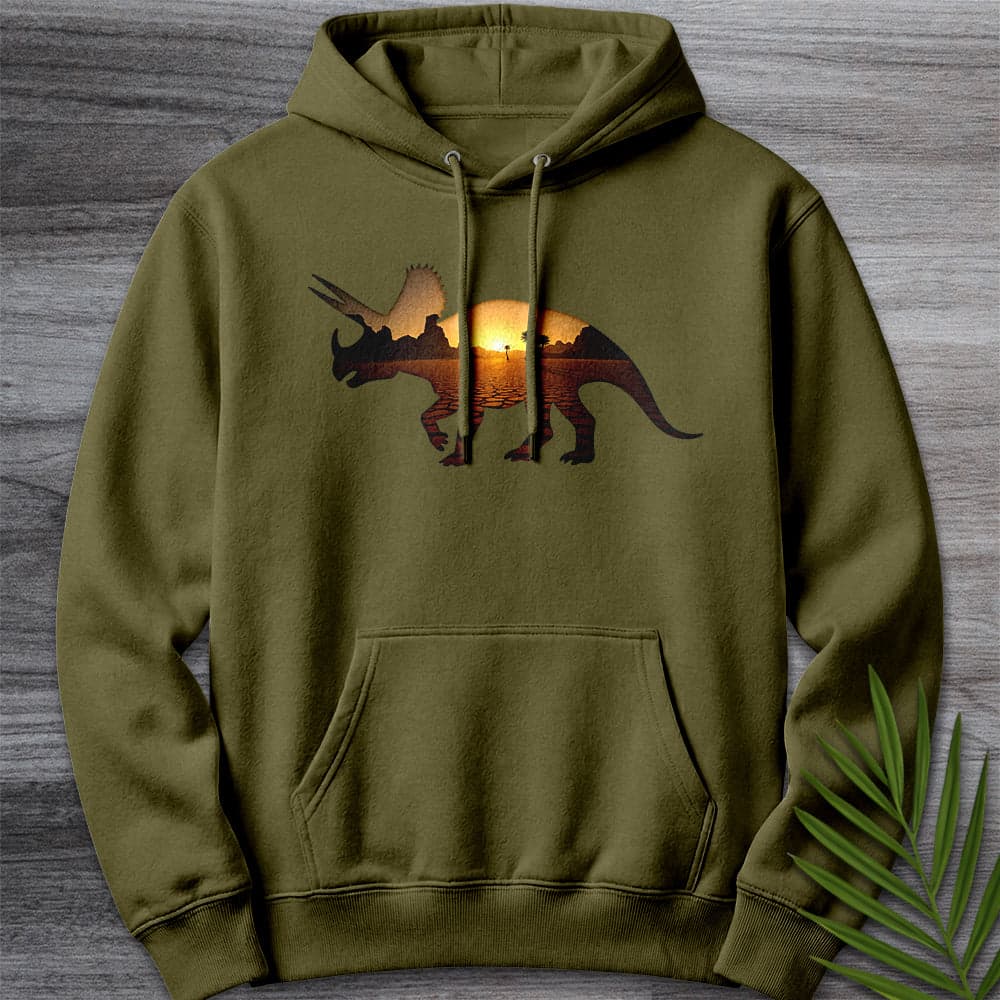 Hoodie M / Army Green Triceratops Environment Silhouette Premium Hoodie