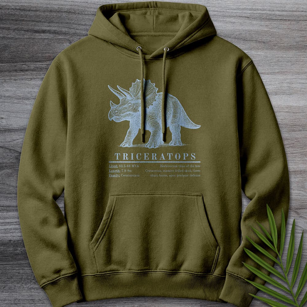 Hoodie M / Army Green Triceratops Herbivorous Titan Premium Hoodie