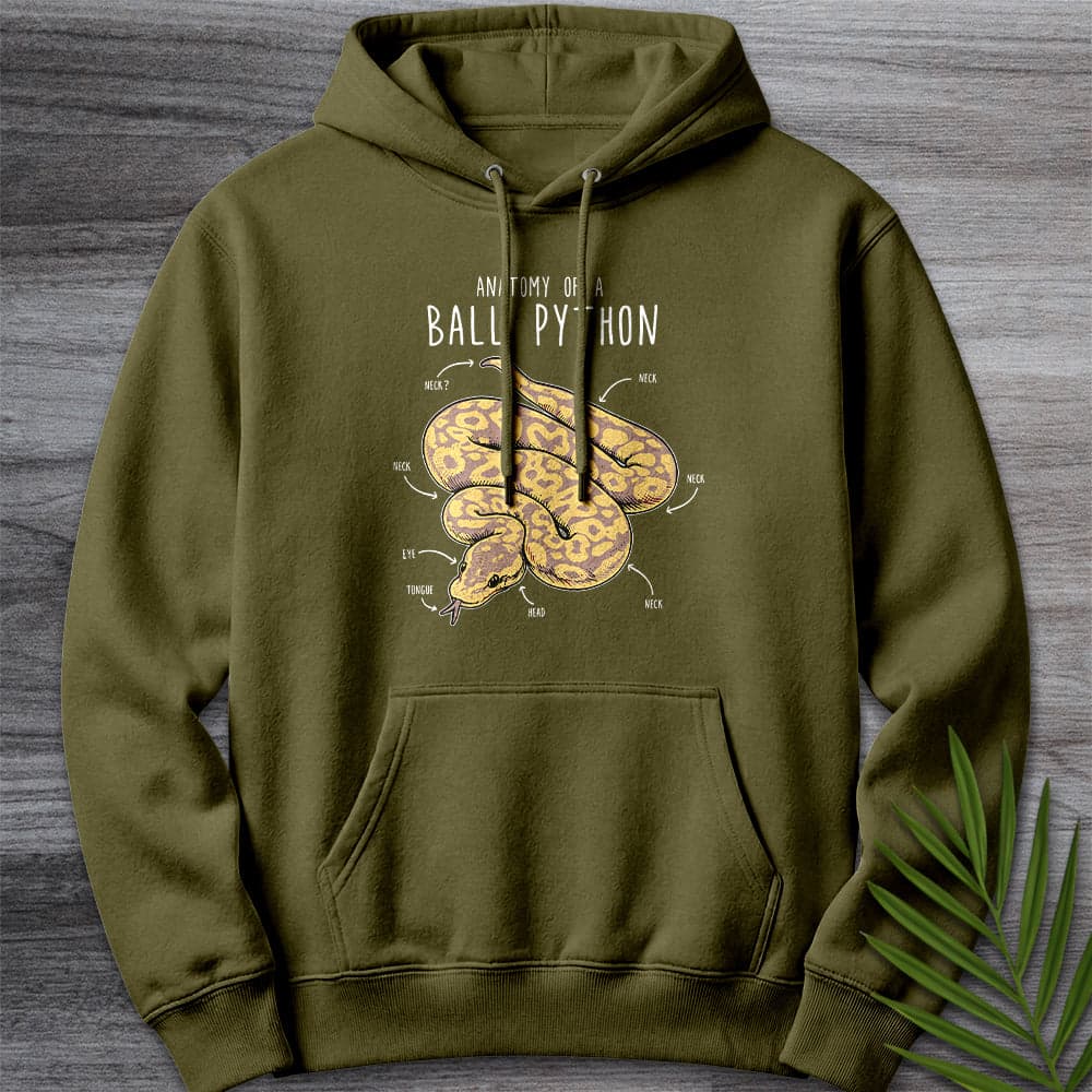 Hoodie M / Army Green Vintage Banana Ball Python Anatomy Premium Hoodie