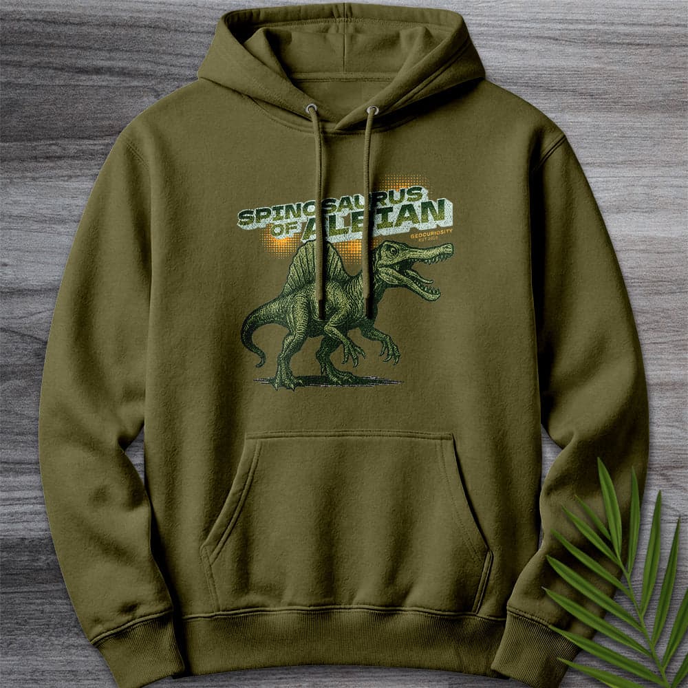 Hoodie M / Army Green Vintage Spinosaurus of Albian Premium Hoodie