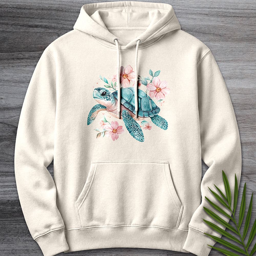 Hoodie S / Sandshell Floral Reef Sea Turtle Premium Hoodie