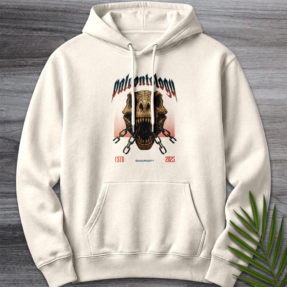 Hoodie S / Sandshell Metal T-Rex Skull and Chains Premium Hoodie