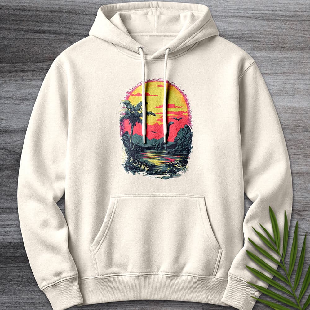 Hoodie S / Sandshell Retro Sunset 1980's Brachiosaurus Premium Hoodie