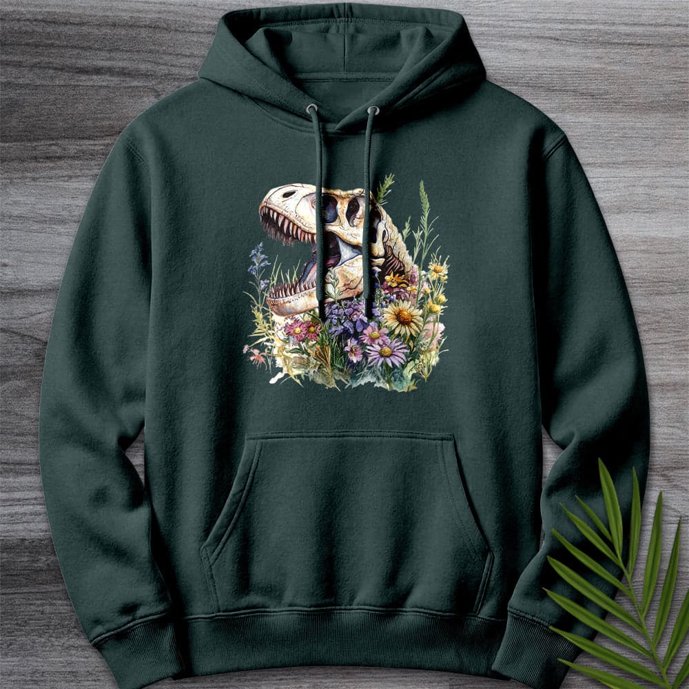 Hoodie S / Sports Green Blossoming T.rex Fossil Premium Hoodie