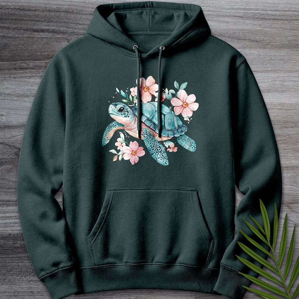 Hoodie S / Sports Green Floral Reef Sea Turtle Premium Hoodie