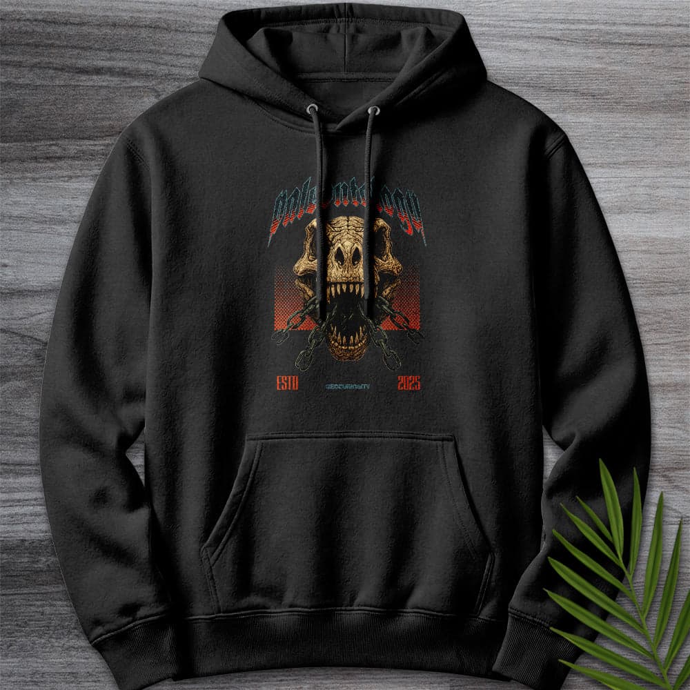 Hoodie XS / Black Metal T-Rex Skull and Chains Premium Hoodie
