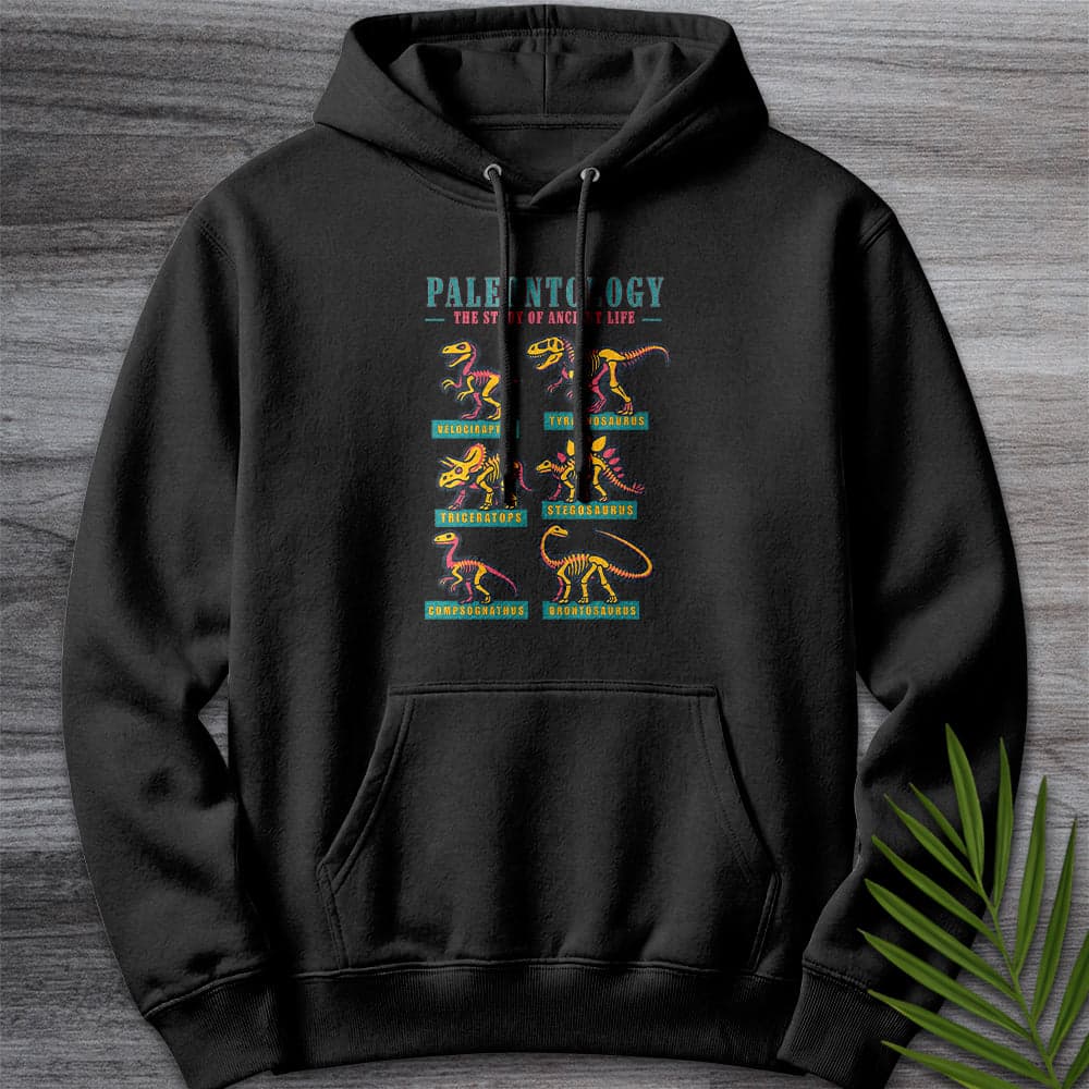 Hoodie XS / Black Paleontology Vintage Fossil Names Premium Hoodie