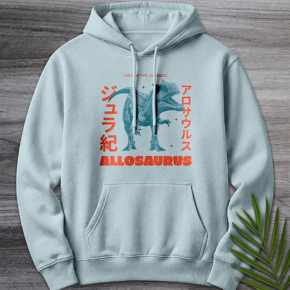 Hoodie XS / Blue Mist Allosaurus Japanese Vintage Premium Hoodie
