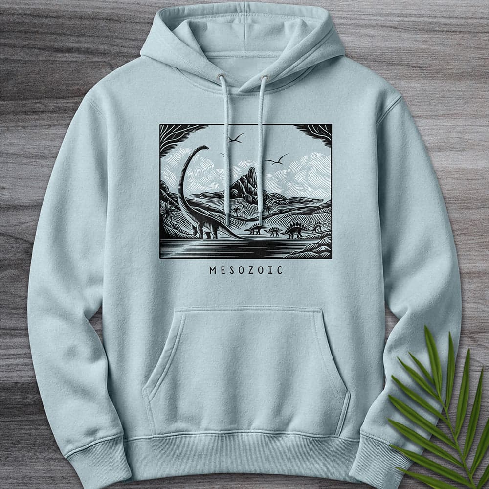 Hoodie XS / Blue Mist Into the Mesozoic Linocut Premium Hoodie