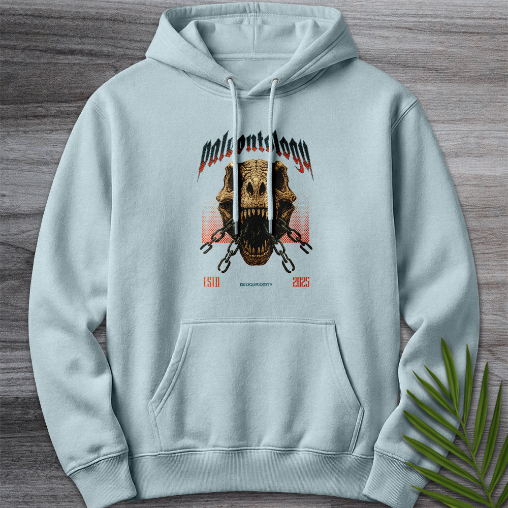 Hoodie XS / Blue Mist Metal T-Rex Skull and Chains Premium Hoodie