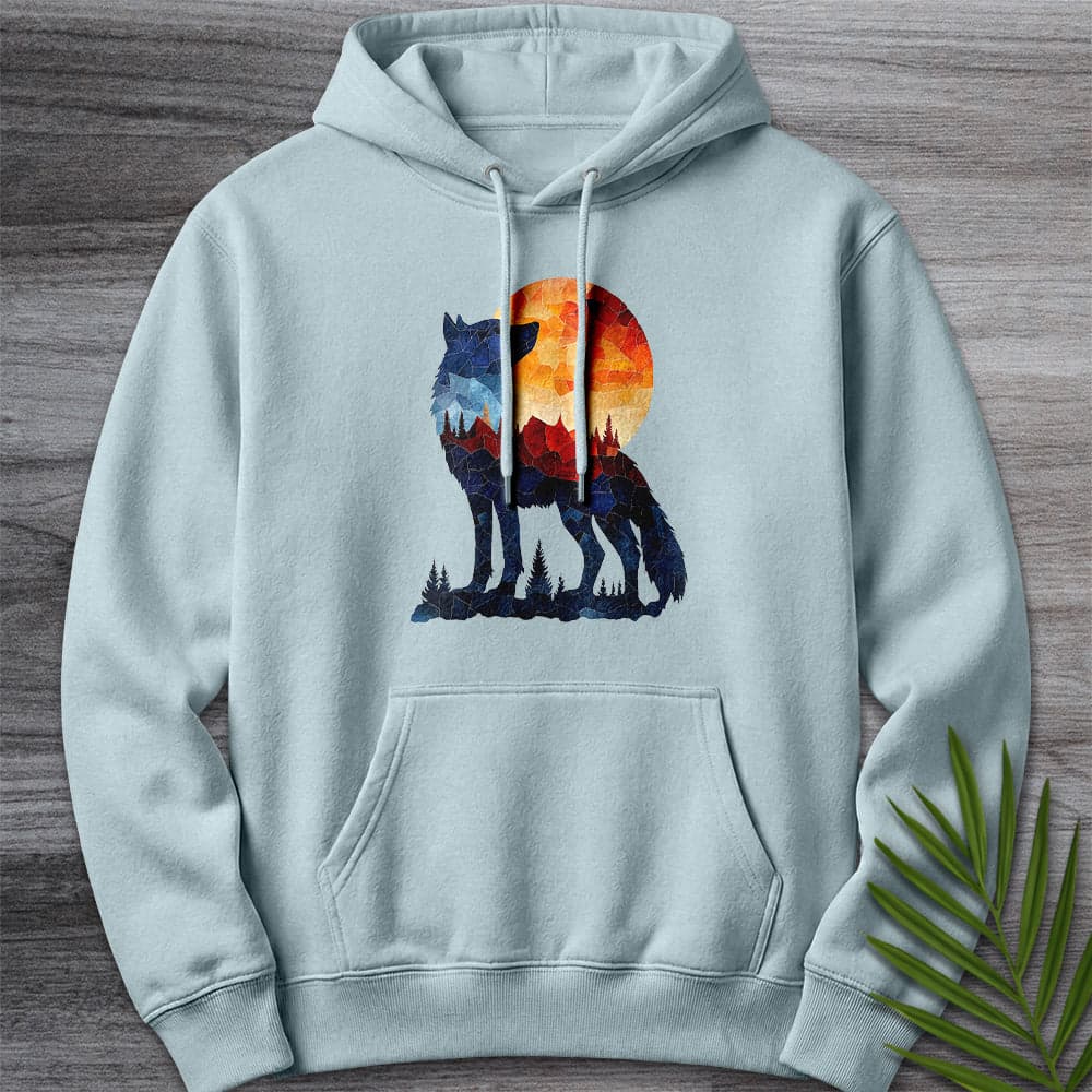 Hoodie XS / Blue Mist Mosaic Silhouette Dire Wolf Premium Hoodie