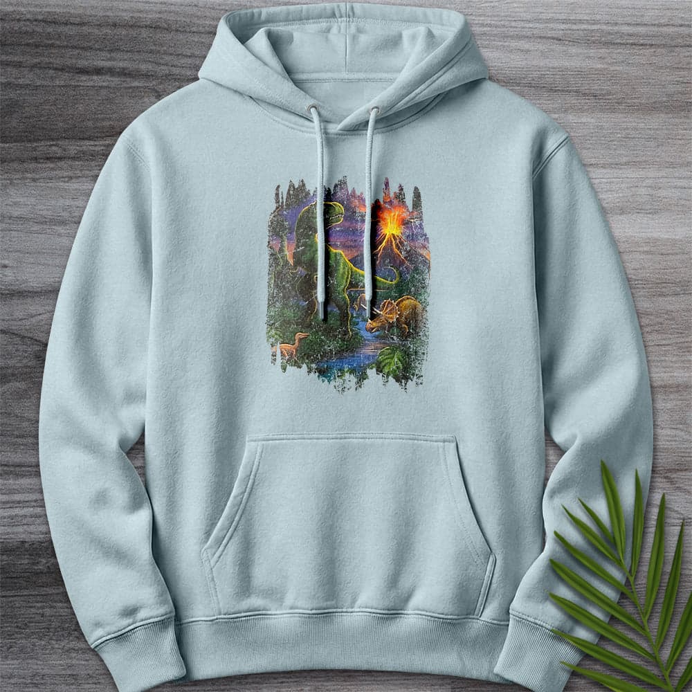 Hoodie XS / Blue Mist Nostalgic 90's Volcanic Dino Premium Hoodie