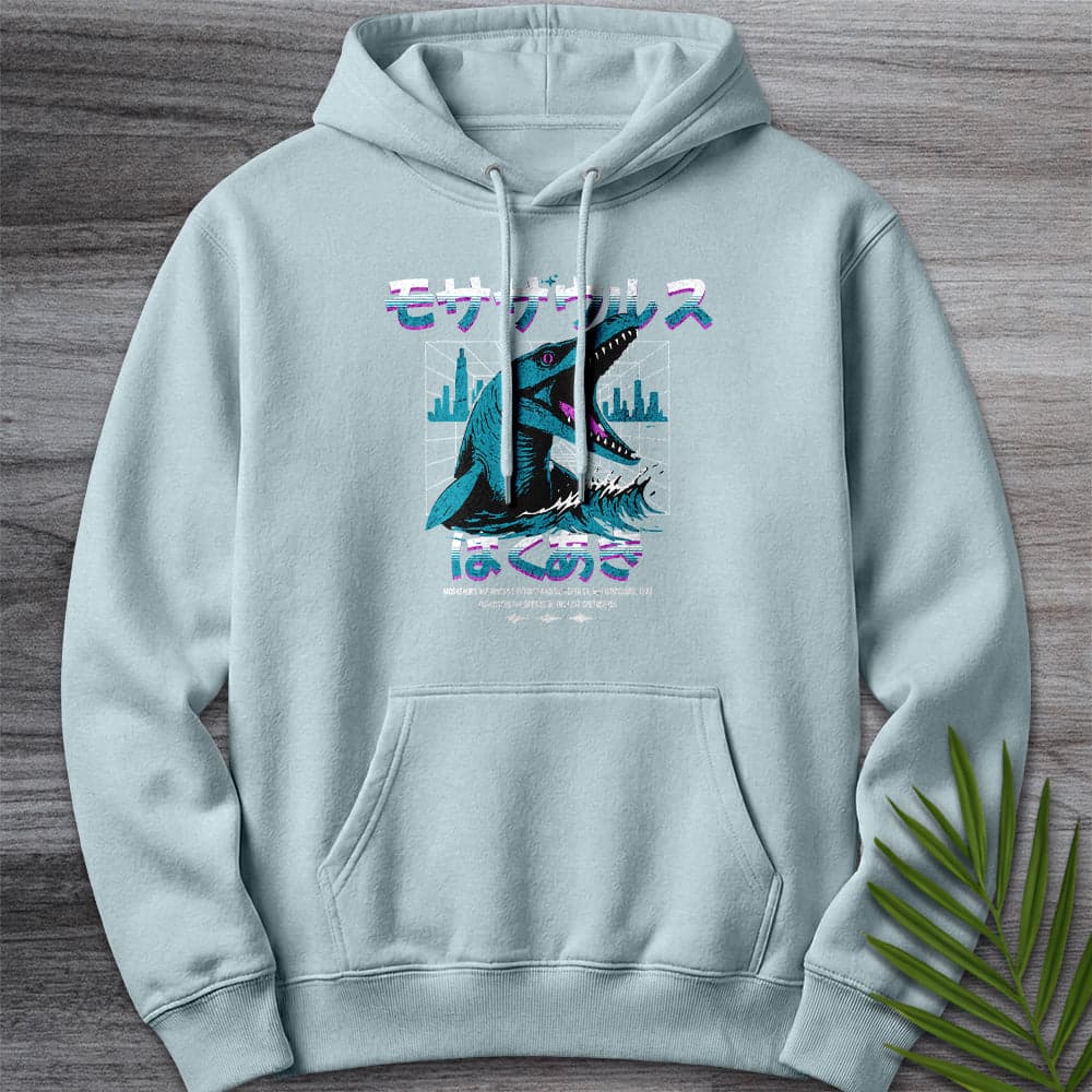 Hoodie XS / Blue Mist Retro Wave 90' S Mosasaurus Premium Hoodie