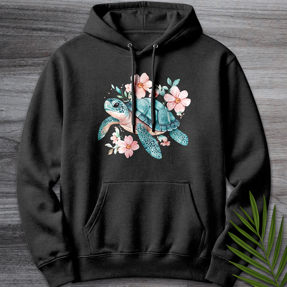 Hoodie XS / Charcoal Heather Floral Reef Sea Turtle Premium Hoodie
