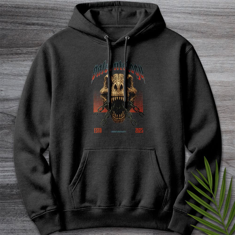 Hoodie XS / Charcoal Heather Metal T-Rex Skull and Chains Premium Hoodie