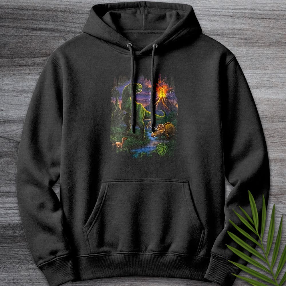 Hoodie XS / Charcoal Heather Nostalgic 90's Volcanic Dino Premium Hoodie
