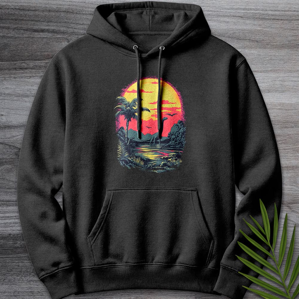 Hoodie XS / Charcoal Heather Retro Sunset 1980's Brachiosaurus Premium Hoodie