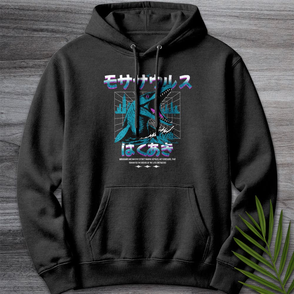 Hoodie XS / Charcoal Heather Retro Wave 90' S Mosasaurus Premium Hoodie