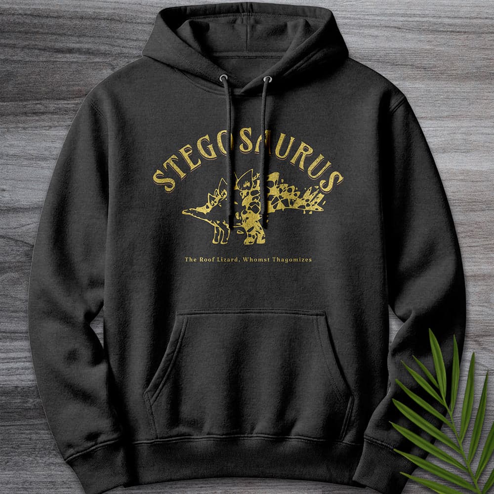 Hoodie XS / Charcoal Heather Stegosaurus Whomst Thagomizes Premium Hoodie