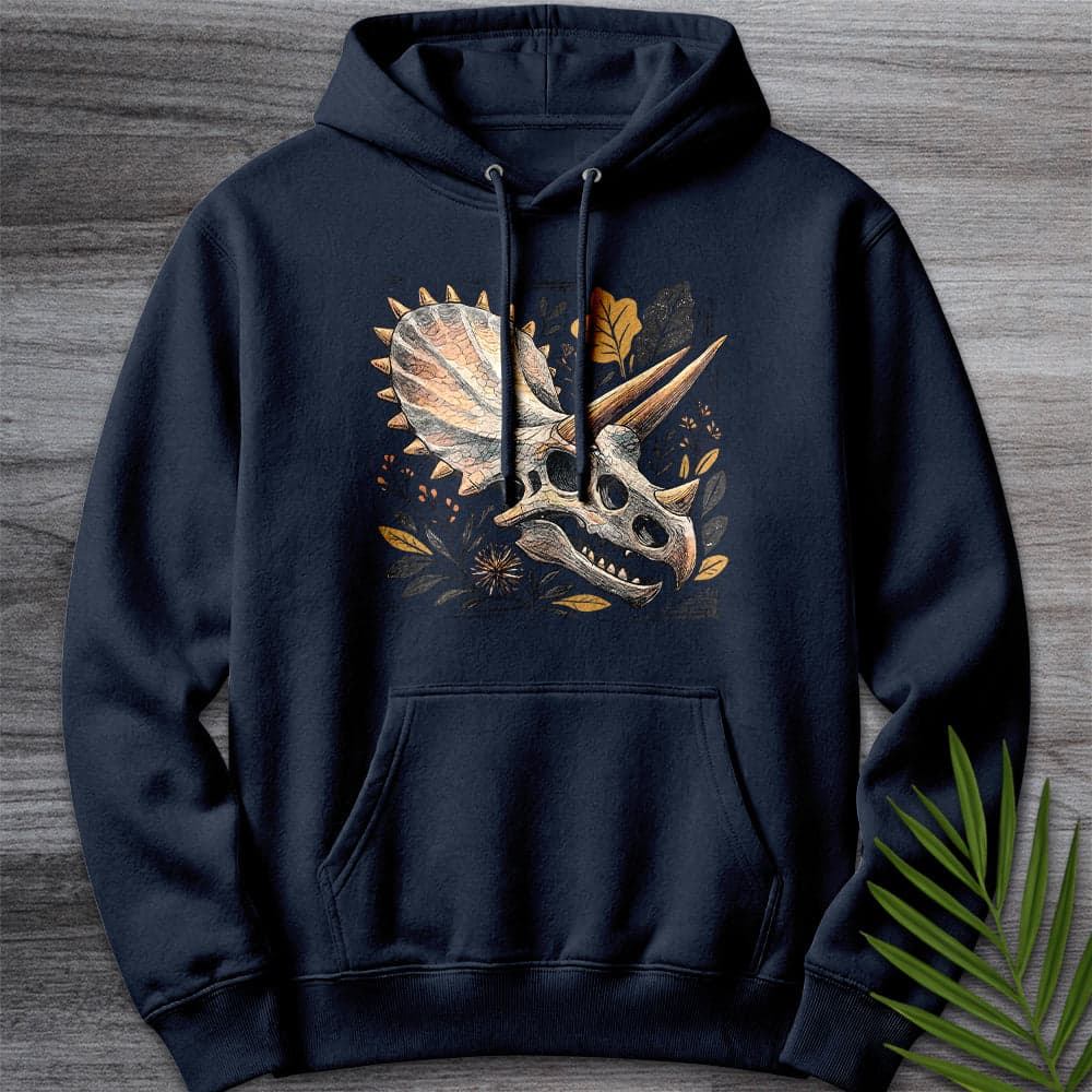 Hoodie XS / Navy Metal Parasaurolophus Ferns Premium Hoodie