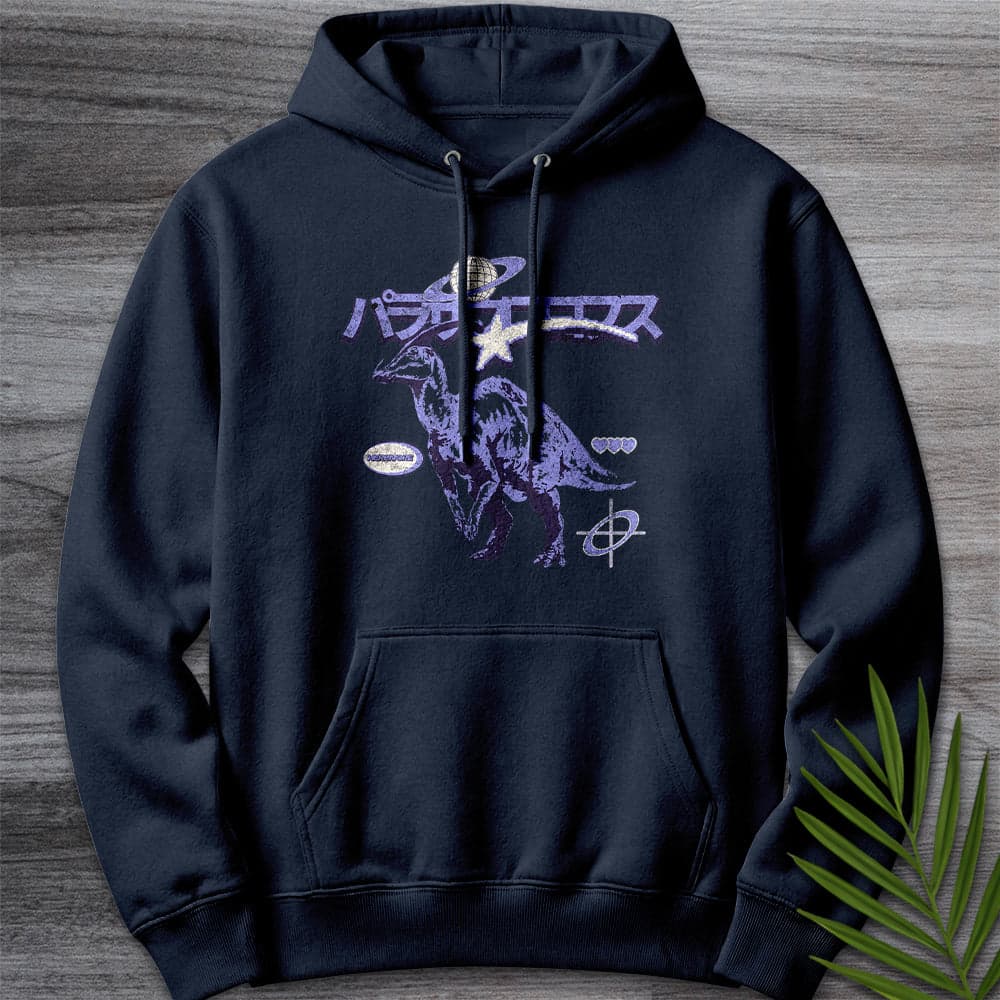 Hoodie XS / Navy Old Vintage Japanese Parasaurolophus Premium Hoodie