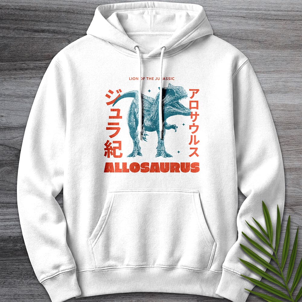 Hoodie XS / White Allosaurus Japanese Vintage Premium Hoodie