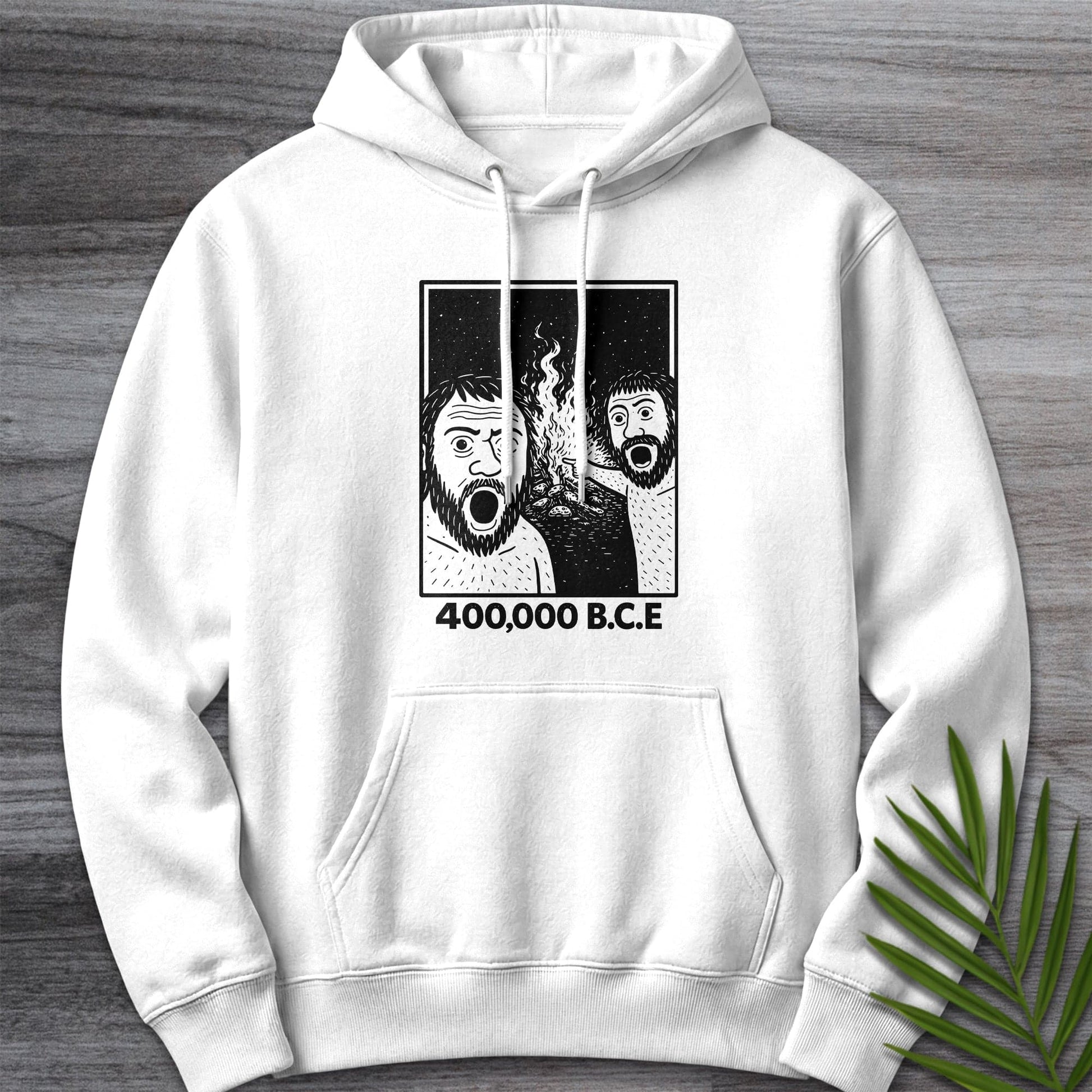 Hoodie XS / White Cavemen Discover Fire Premium Hoodie