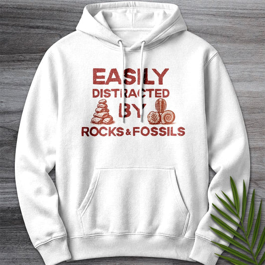 Hoodie XS / White Distracted by Rocks & Fossils Premium Hoodie