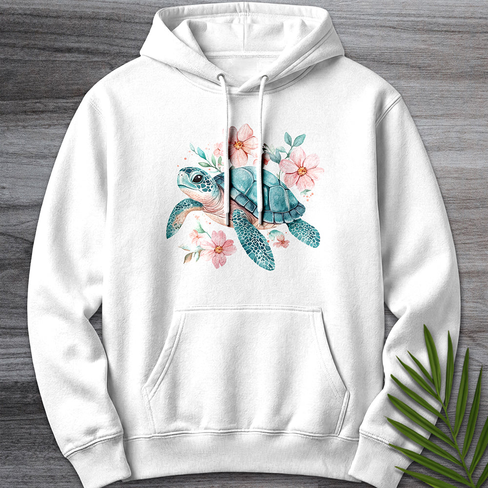 Hoodie XS / White Floral Reef Sea Turtle Premium Hoodie